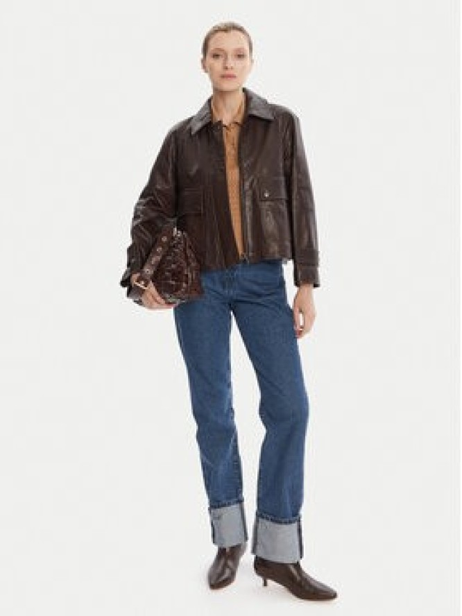 Weekend Max Mara Kurtka skórzana Berbice 2525446021 Brązowy Regular Fit