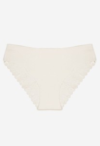 Jasnobeżowe Bezszwowe Majtki o Kroju Fig z Koronką Zeiarae