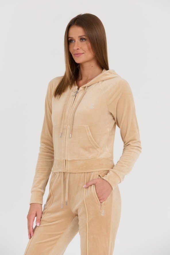 JUICY COUTURE Beżowa damska bluza Madison Hoodie, Rozmiar S