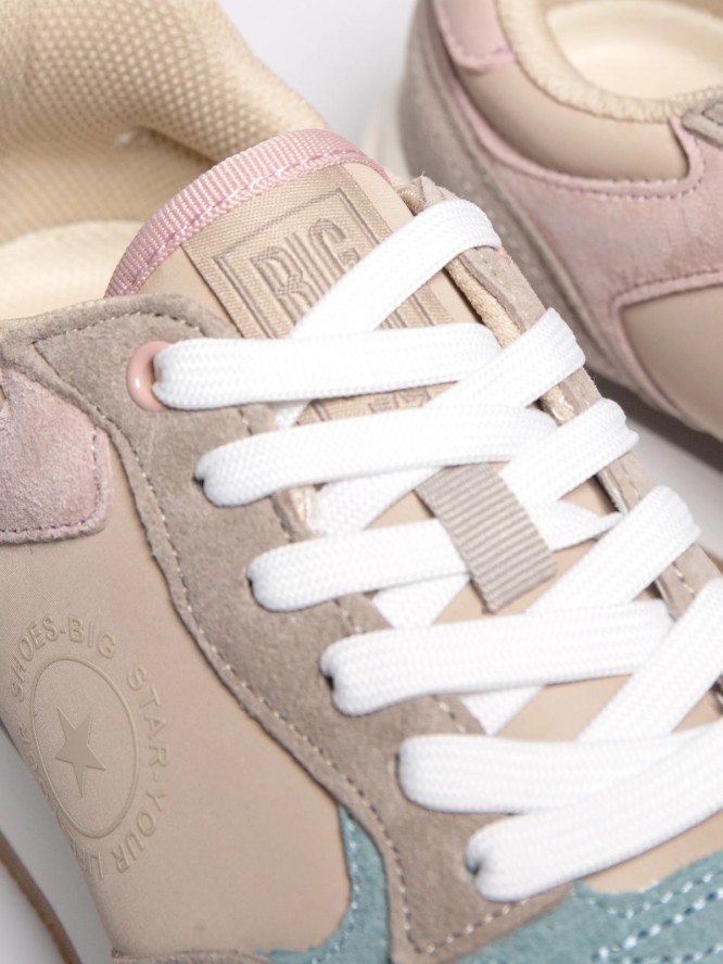 Sneakersy damskie z kolorowymi wstawkami beżowe RR274252 801