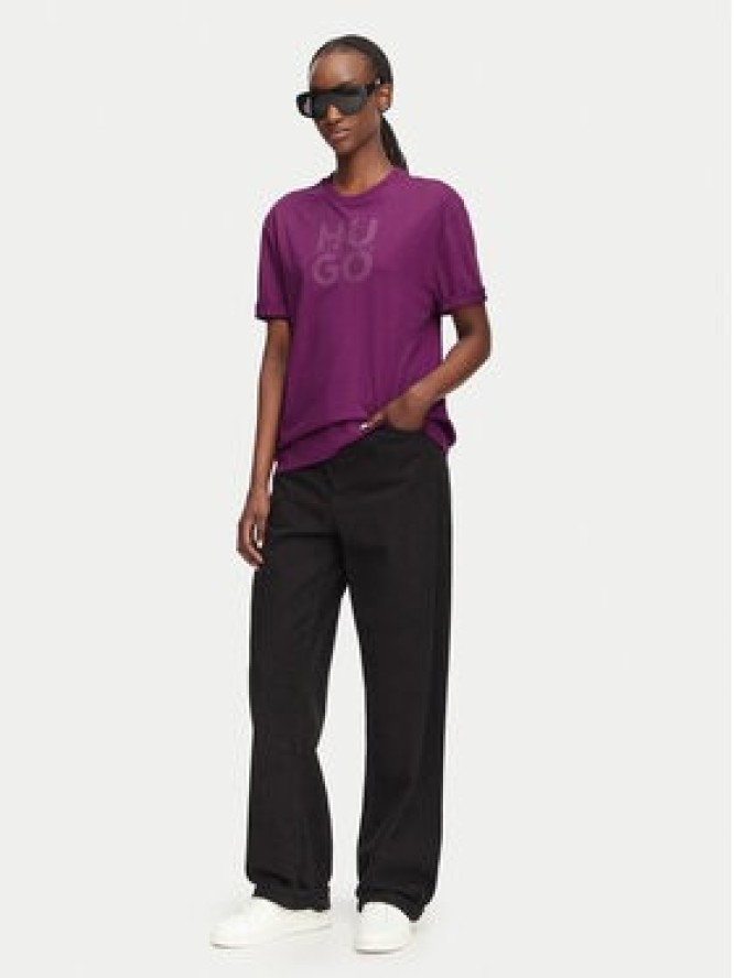 HUGO T-Shirt Dashire_5 50566678 Różowy ciemny Relaxed Fit