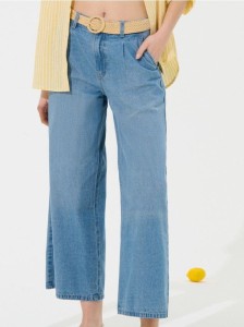 Spodnie jeansowe culotte - niebieski