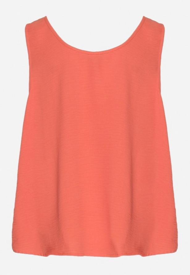 Pomarańczowy Top na Szerokich Ramiączkach Zdobiony Guzikami Jenadorea