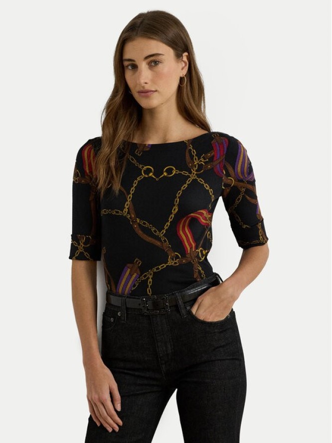 LAUREN RALPH LAUREN Bluzka 200980215001 Czarny Slim Fit