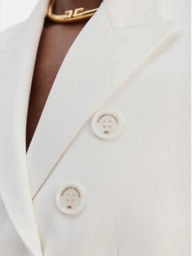Elisabetta Franchi Marynarka G-I223-61E2-V690 Écru Regular Fit