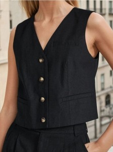 Kamizelka z wiskozą - czarny