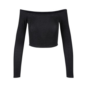 Cekinowy sweter damski z długim rękawem i odkrytymi ramionami Urban Classics