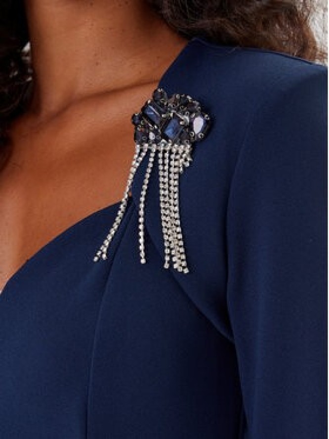Rinascimento Sukienka wieczorowa CFC0125271003 Granatowy Slim Fit