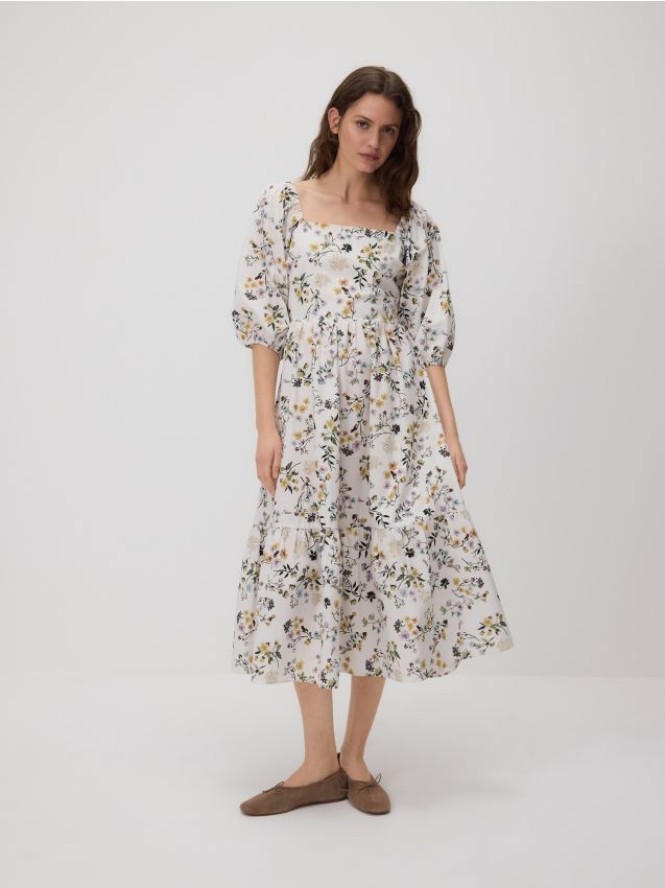 Bawełniana sukienka midi - wielobarwny