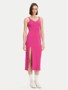 Lacoste Sukienka dzianinowa EF9270 Różowy Slim Fit