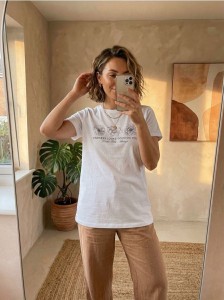 Bawełniana koszulka z napisem - biały