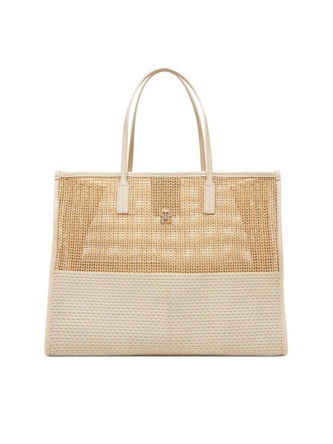 Tommy Hilfiger Torebka Th City Summer Tote Woven AW0AW17640 Beżowy