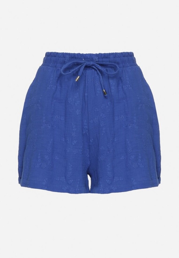 Niebieskie Bawełniane Szorty z Ażurowym Wzorem Sefilla