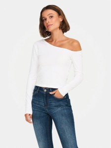 ONLY Bluzka Live Love 15344398 Biały Slim Fit