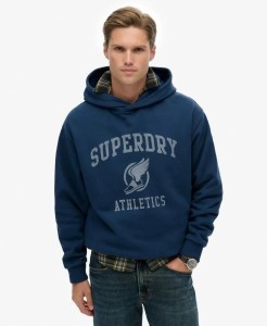 superdry Vintage Athletics Oversized Hoodie – Luźny fason boxy, szczotkowana
