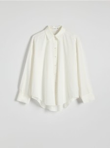 Koszula oversize z bawełny - złamana biel