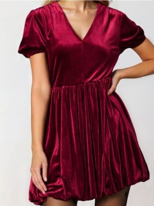 Sukienka mini bombka - bordowy