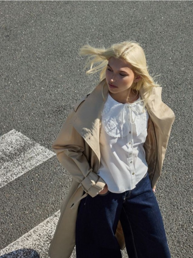 Koszula z ozdobnym kołnierzem - biały