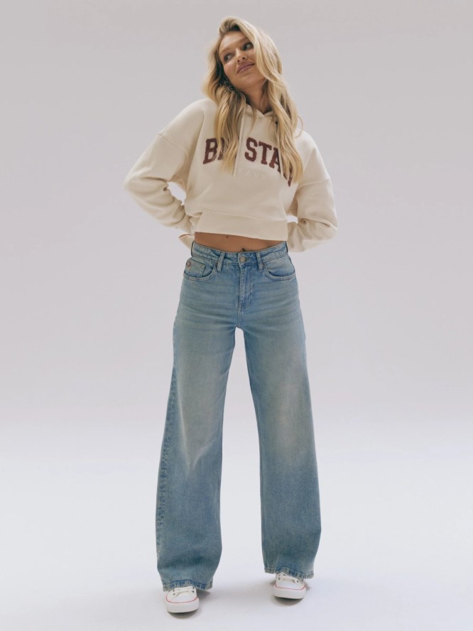 Jeansy damskie z szeroką nogawką z kolekcji Authentic niebieskie Atrea 130