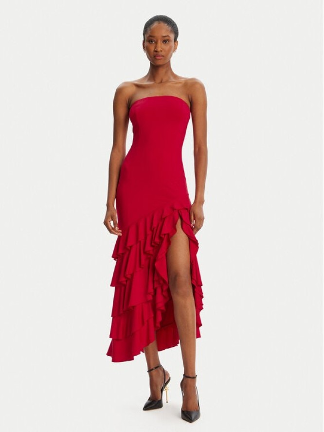 Bardot Sukienka koktajlowa Agastina Strapless 60029DB Czerwony Slim Fit