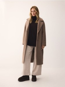 Płaszcz z tkaniny boucle - brązowy