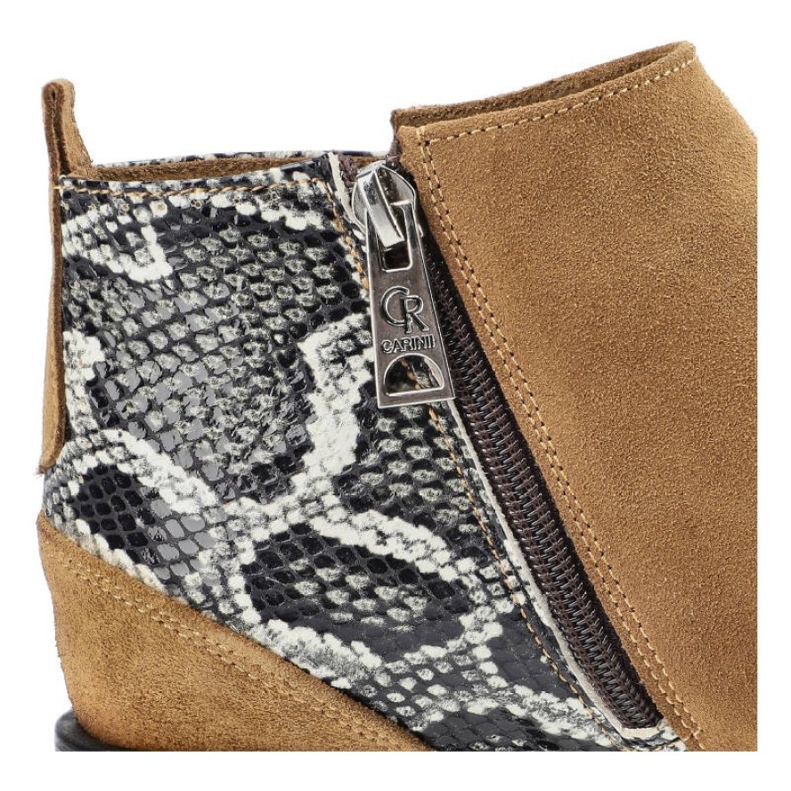 Brązowe Botki Carinii Damskie Wygodne Obuwie