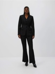 Jednorzędowa marynarka z wiskozą - czarny