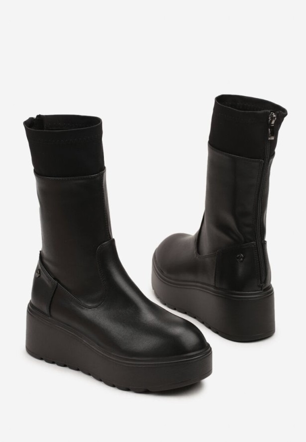Czarne Botki na Platformie Vices Typu Grunge Anerriva