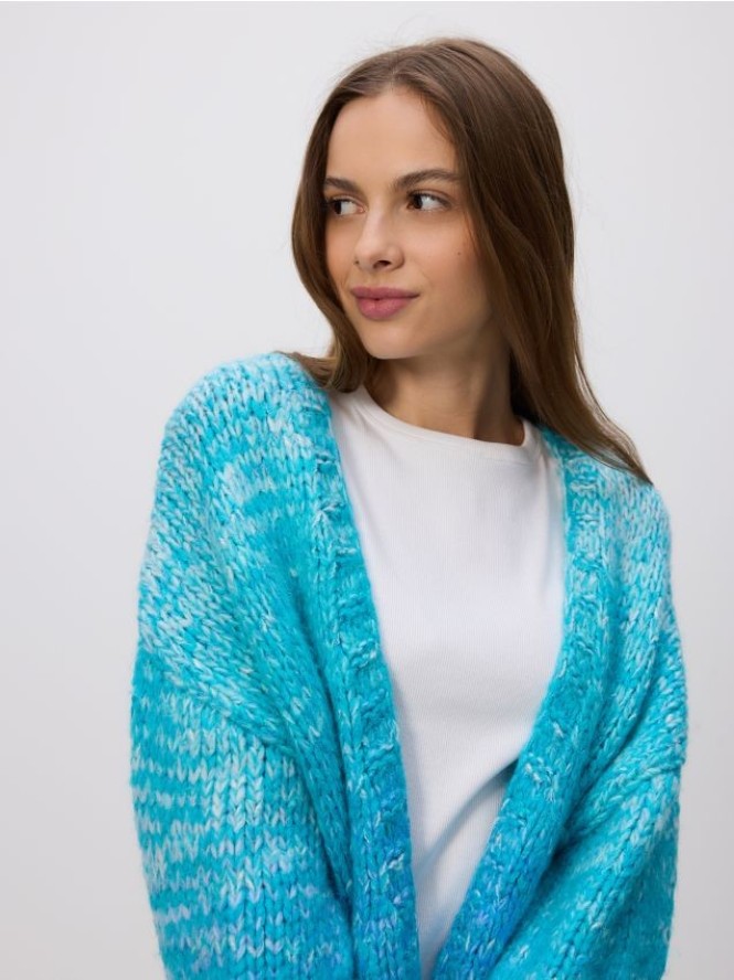 Wzorzysty kardigan - turkusowy