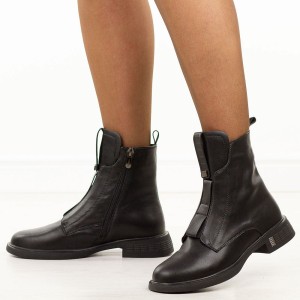 Czarne skórzane botki damskie Filippo Dbt7249/25