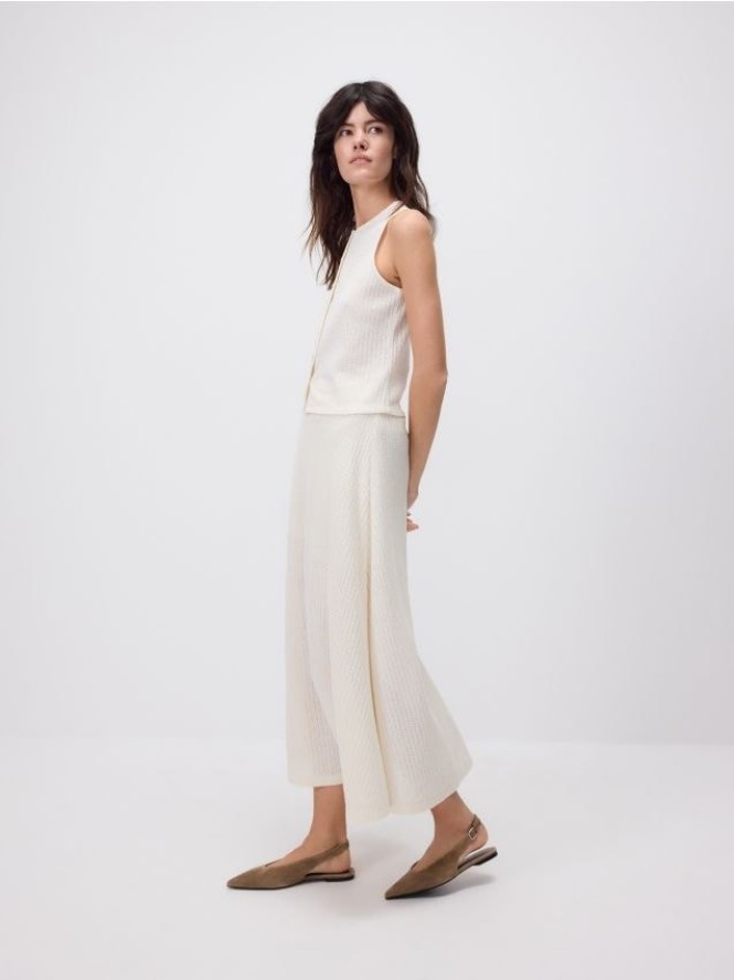 Dzianinowa spódnica maxi - złamana biel