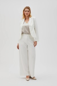 Spodnie w kant z szerokimi nogawkami białe