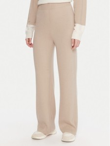 United Colors Of Benetton Spodnie dzianinowe 102HDF00Z Beżowy Wide Leg
