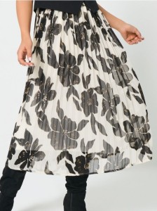 Plisowana spódnica midi w kwiaty - wielobarwny