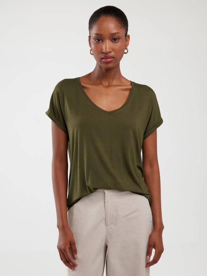 Koszulka damska o luźnym kroju khaki Valeria 303