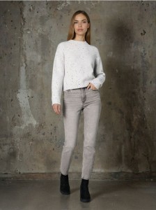 Jeansy straight mid waist - szary