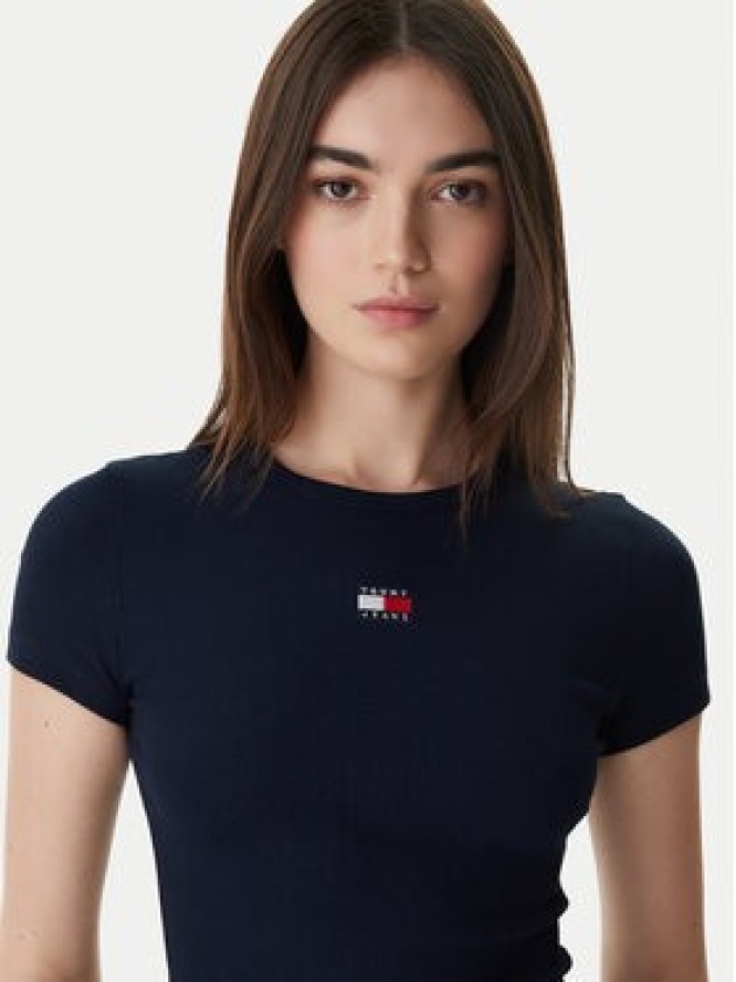 Tommy Jeans Longsleeve Badge DW0DW17881 Granatowy Slim Fit