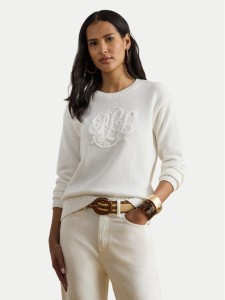 LAUREN RALPH LAUREN Sweter 200P08805001 Biały Relaxed Fit