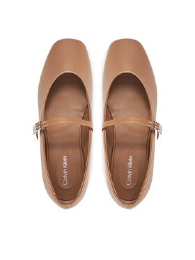Calvin Klein Baleriny Ballerina New Buckle - Lth HW0HW02483 Brązowy