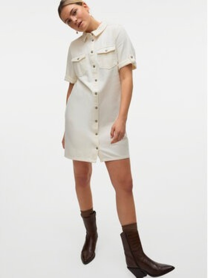 Vero Moda Sukienka jeansowa Jennie 10309665 Biały Regular Fit