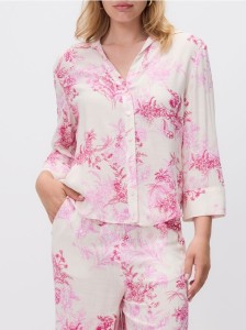 Wzorzysta koszula z wiskozy - różowy
