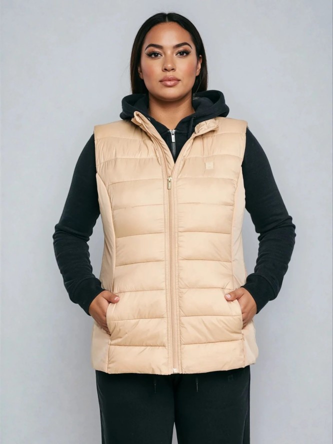 Kamizelka damska pikowana beżowa Trinoe 801