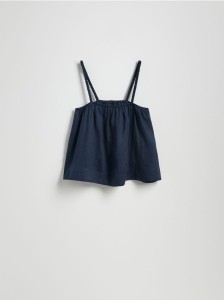 Lniany top - granatowy