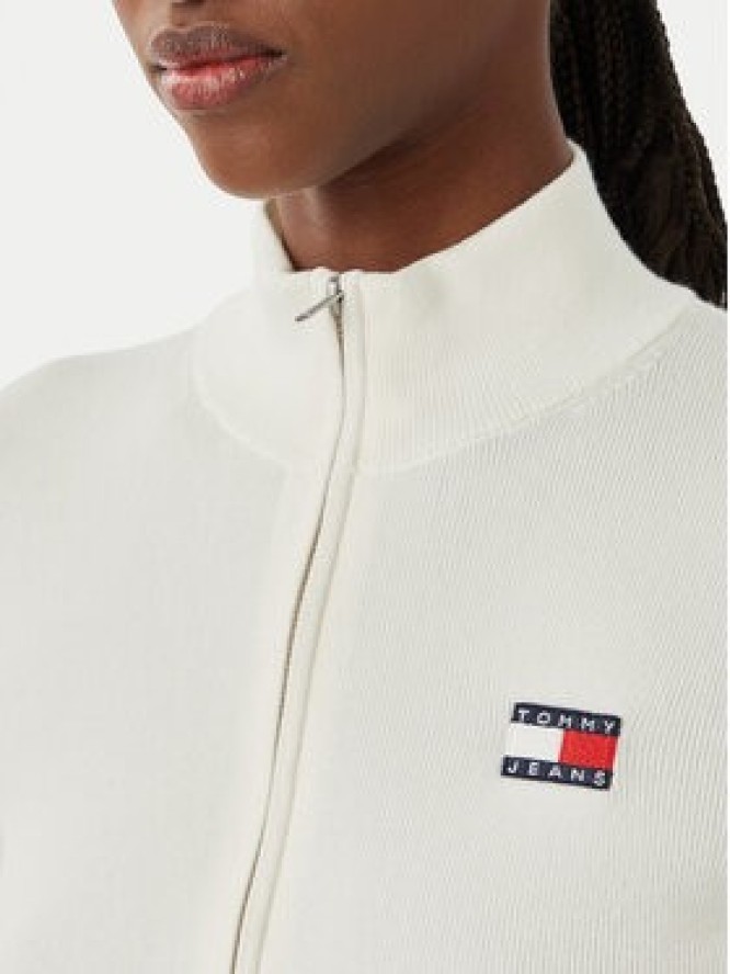 Tommy Jeans Kardigan Tjw Zip High Neck Cardigan Ext DW0DW20967 Biały Slim Fit