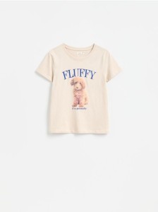 T-shirt z nadrukiem - beżowy