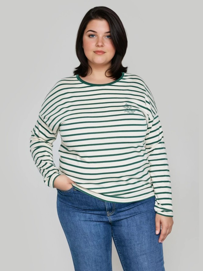 Bluzka damska w paski beżowo-zielone Alerra 304