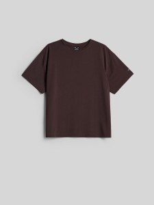 4F T-shirt loose gładki damski - brązowy L