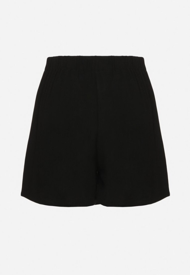 Czarne Spódnico-Spodenki z Lnem Zdobione Zakładką Salloril