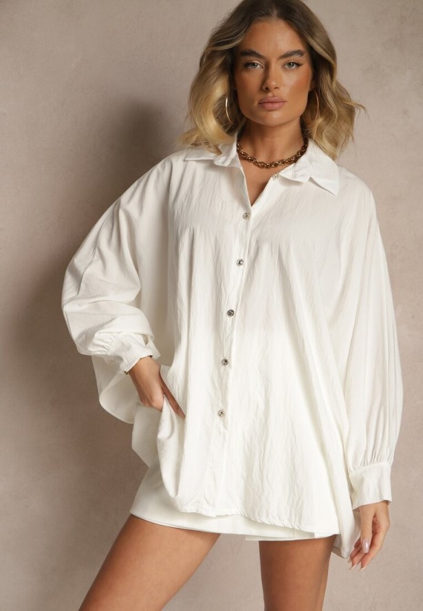 Biała Koszula z Wiskozą w Stylu Nietoperza Sonarielia