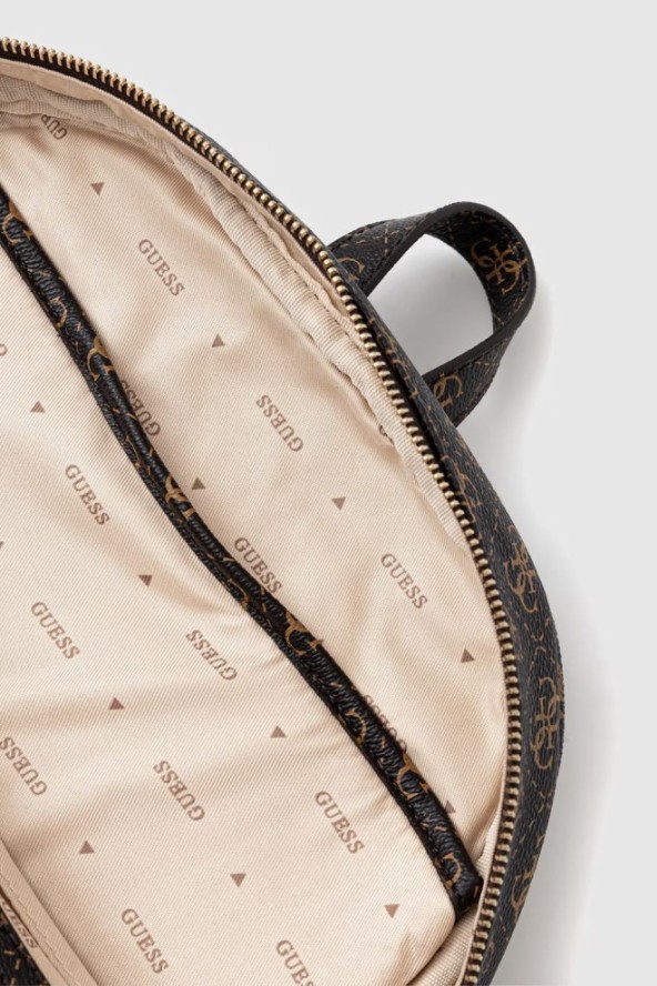 GUESS Brązowy damski logowany plecak Power Play II